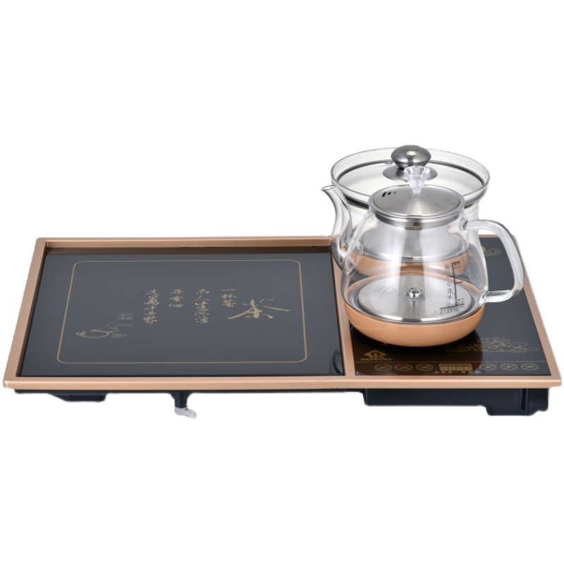烧水玻璃茶盘茶几小茶台带烧水壶一体电磁炉电茶炉整套嵌入式家用