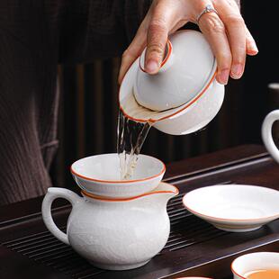 白哥窑茶具套装 中式 陶瓷家用功夫开片泡茶壶盖碗茶杯整套礼品盒