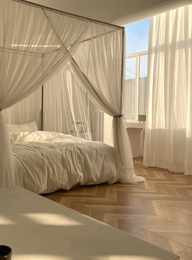 2021新款夏天用白色民宿宫廷1.8m床1.5米蚊帐家用加密三开门日式