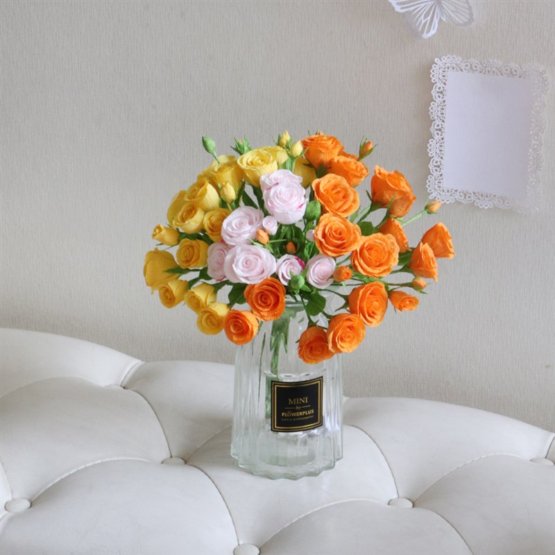 多头玫瑰材料包皱纹纸手工手工纸花材料纸藤简易DIY礼物教师