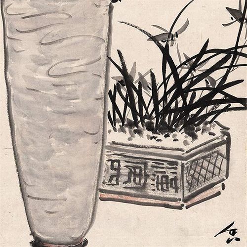 何香凝柳亚子水墨梅竹图国画卷轴花鸟画名画复制品中式玄关挂画