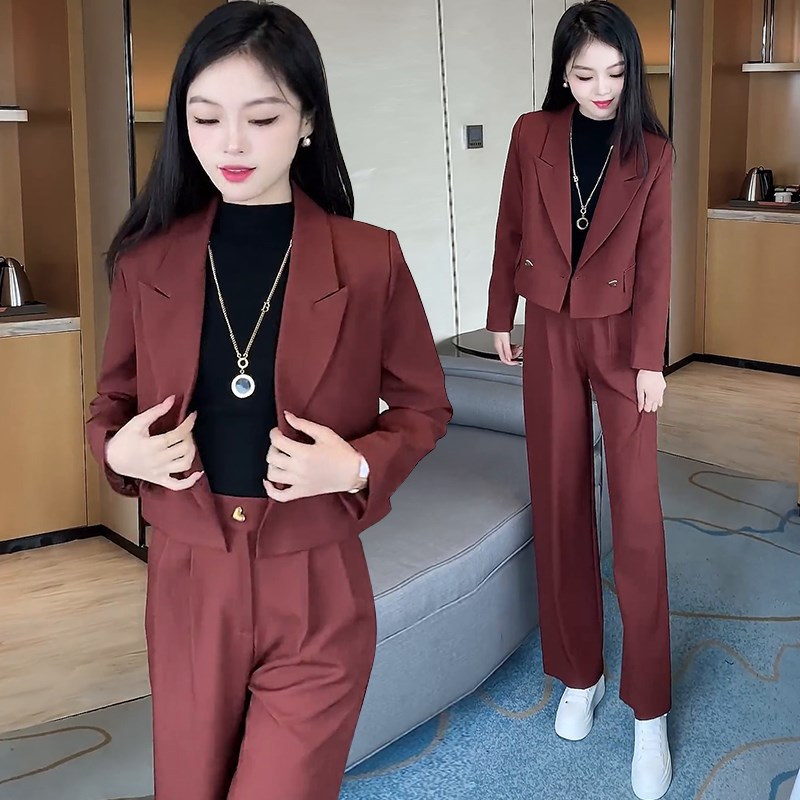 短款西装外套女套装春秋2024新款气质正装高级感小个子西服两件套