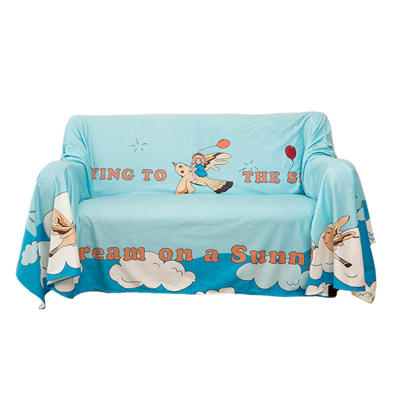 左咸敦道卡通美式可爱沙发巾靠背巾双人沙发垫沙发罩全盖布装饰