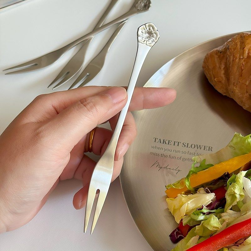 日式出口18/10不锈钢水果叉子点心叉月饼甜品小叉子吃蛋糕家用叉