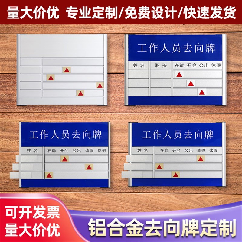 工作人员去向牌定制可更换铝合金门牌在岗指示标识牌办公室科室牌