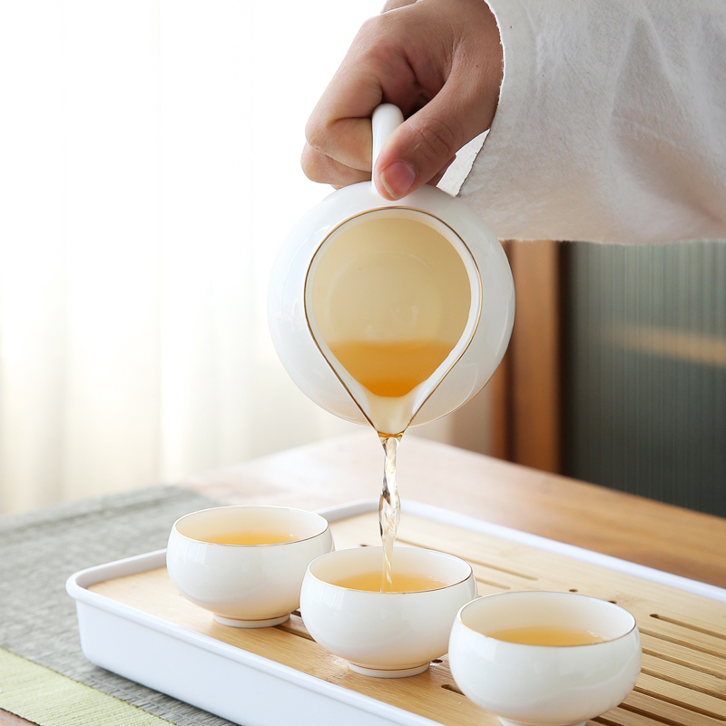 德化白瓷羊脂玉旅行功夫茶具套组可携式户外车载旅游泡茶壶茶杯
