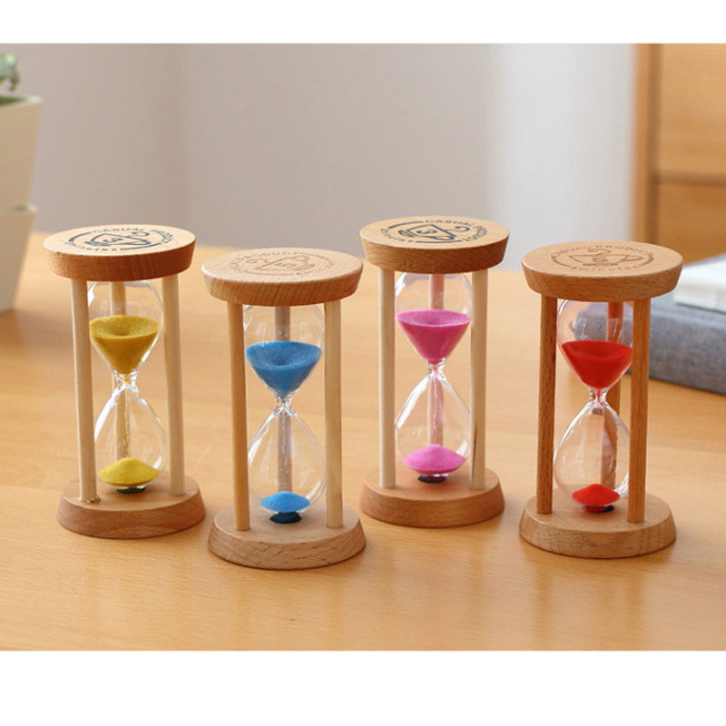 小方型榉木1/3/5分钟沙漏 创意儿童刷牙计时器时间漏斗原木沙漏