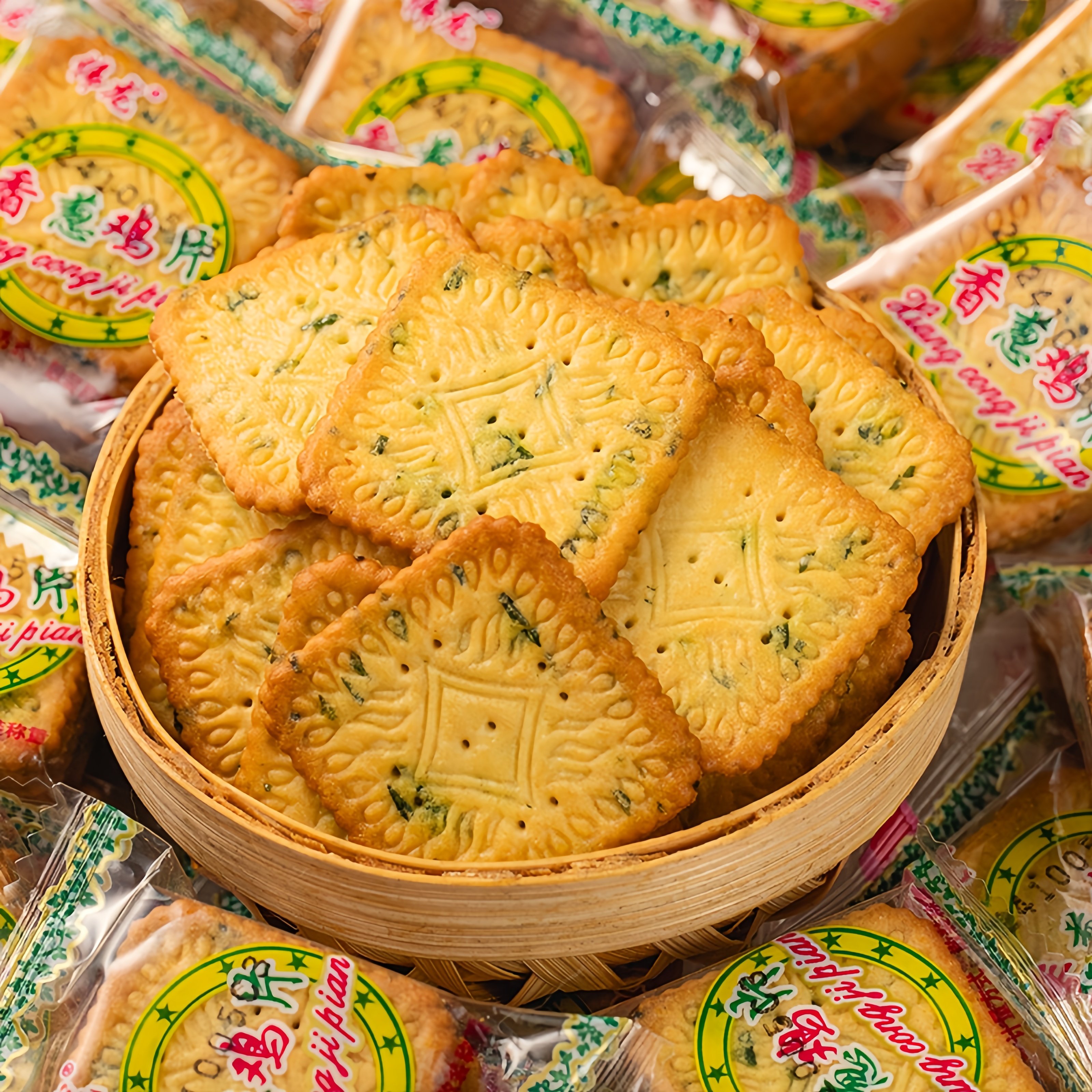 伟龙香葱鸡片薄脆饼干薄饼独立小包装葱油味葱香零食休闲小吃食品