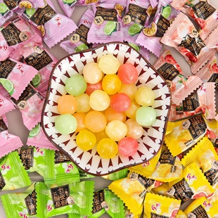 宏源果汁硬糖杨枝甘露青梅绿茶风味芭乐冰柠茶味糖果零食袋装食品