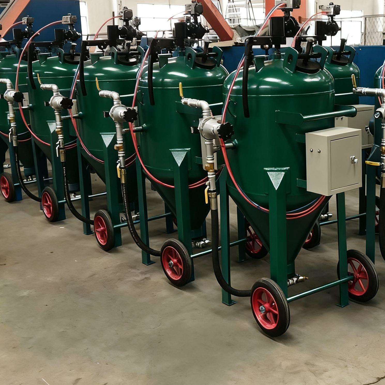 小型高压移动钢结构除锈气动喷砂机手动高压喷砂罐户外翻新打砂机