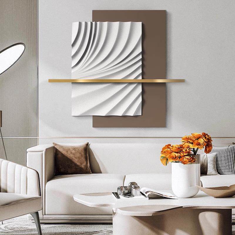 现代轻奢立体浮雕墙画装饰画客厅沙发背景挂画高级感简约玄关壁画