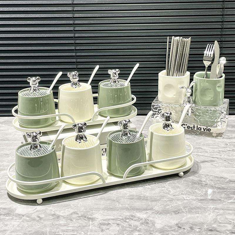 高颜值调味罐厨房家用创意调料套装组合盐味精香料收纳盒轻奢