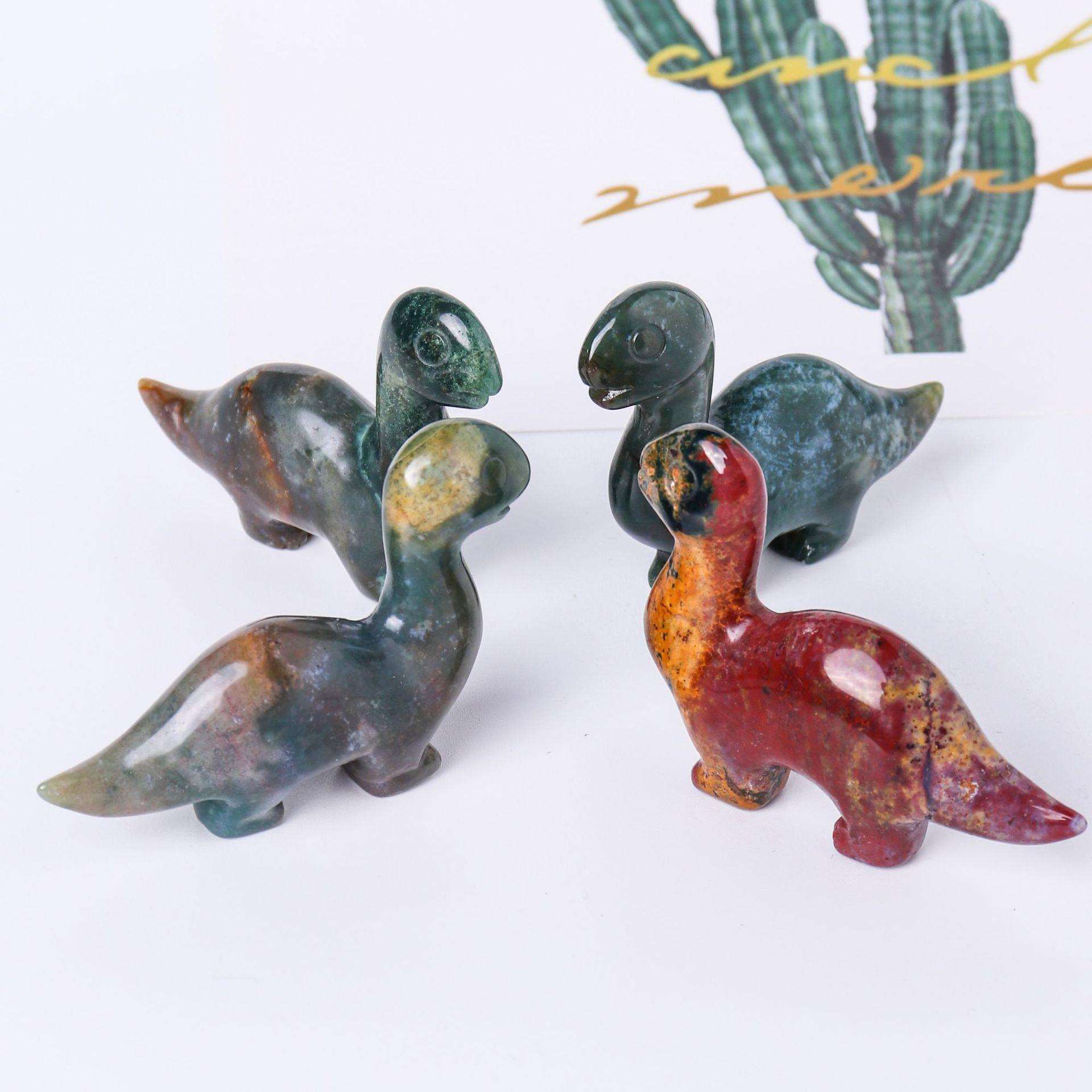 天然水晶海洋碧玉恐龙手工雕刻宝石动物手把件桌面装饰摆件