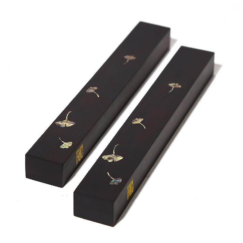 镶嵌螺钿实木镇尺 黑檀木书法创意镇尺 中式书画用品