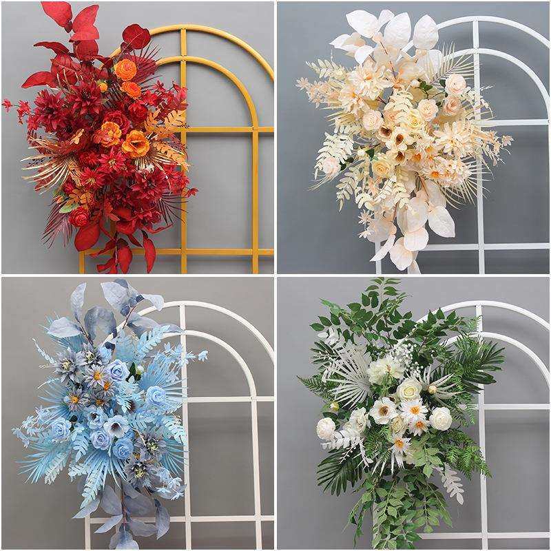 婚庆仿真花柚子叶挂花森系红色香槟系点花排花角花路引花背景花艺