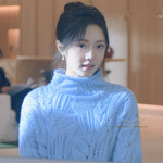 骄阳似我赵今麦聂曦光同款蓝色高领镂空钩花毛衣长袖宽松针织衫女