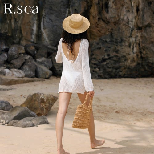 镂空露背比基尼罩衫宽松长袖