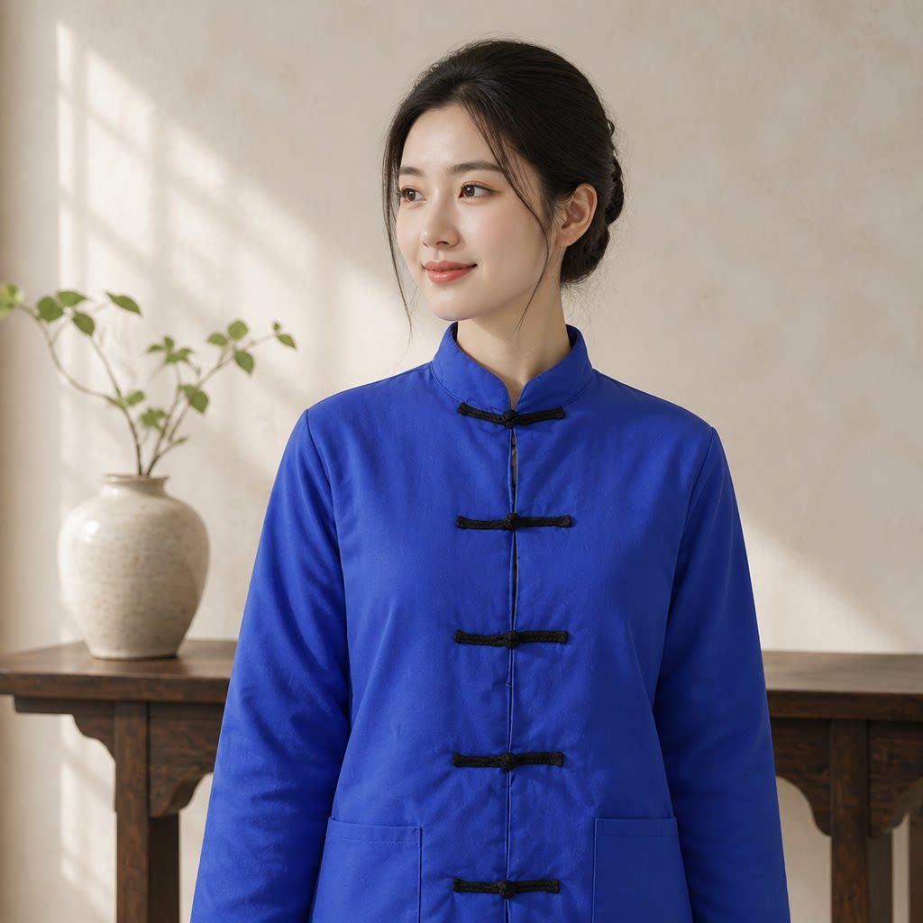 女款修身纯色纯棉棉衣