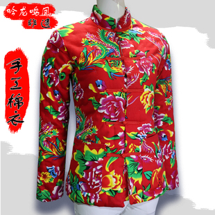 吟龙鸣凤东北大花冬季手工纯棉衣 复古修身女士外套 潮流保暖加厚