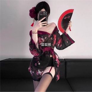 性感睡衣东京少女 性感深V花间二次元开襟日系和服制服家居服套装