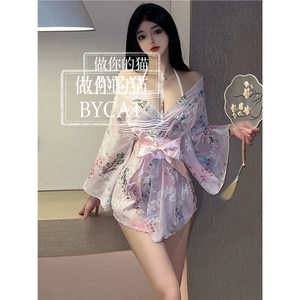 性感睡衣女夏季蕾丝薄款缎面冰丝睡袍晨袍带胸垫吊带睡裙套装