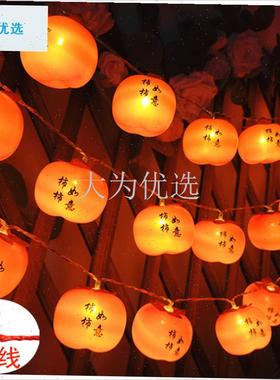 025春节新年装饰红线 缐柿子z灯串过年气氛灯led小彩灯闪灯蛇年.