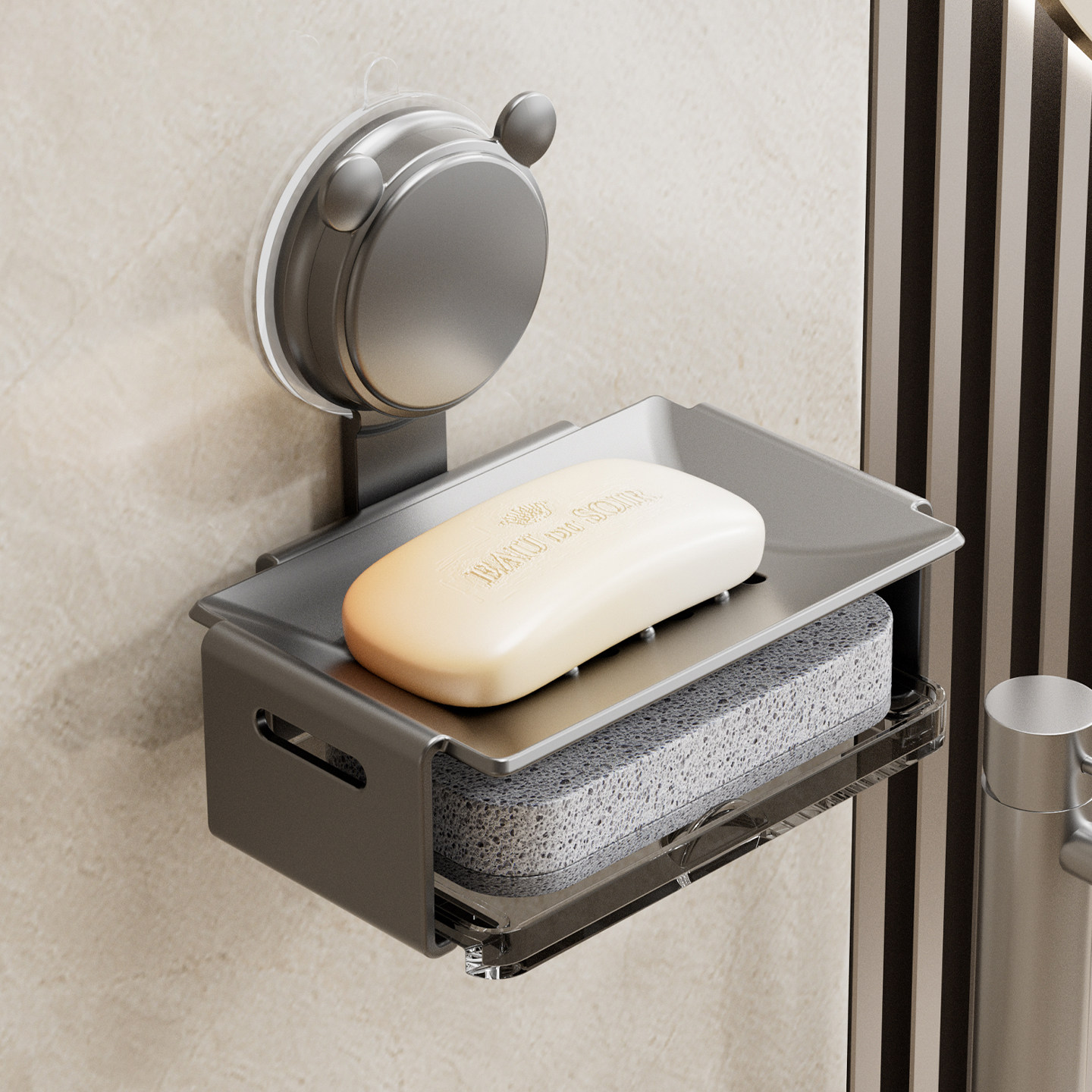 沐笙歌吸盘皂盒免打孔香皂盒浴室卫生间双层沥水架壁挂卡通肥皂架