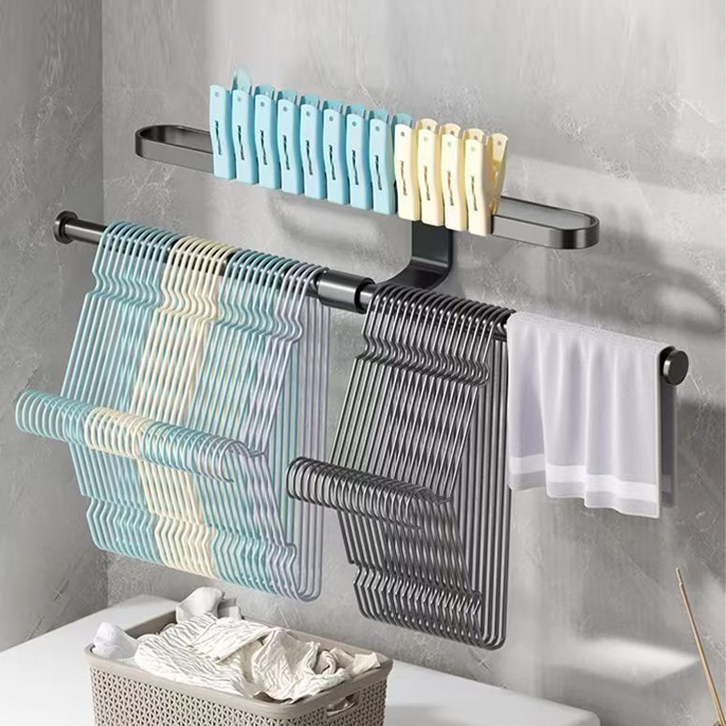 沐笙歌衣架收纳架可伸缩晾衣架