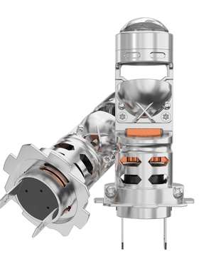 H7带风扇双铜管前照灯汽车灯高亮LED车灯直插H7灯泡白光6000K