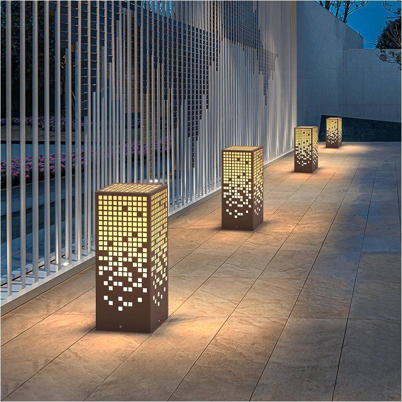 马赛克草坪灯简约不锈钢户外防水草地灯别墅花园小区景观灯云石灯