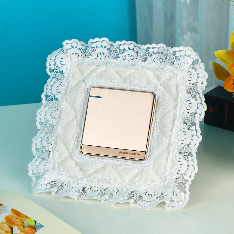 定制86型布艺开关贴插座花边开关边框保护套墙壁插座盖板装饰墙贴