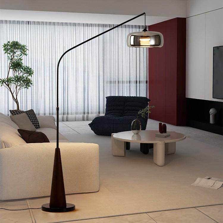 意式轻奢灯灰色落地灯氛围客厅沙发旁边感床头置物架一体卧室