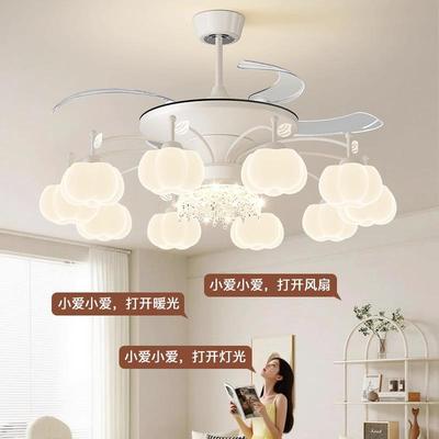 2025新款奶油风风扇灯客厅灯现代简约餐厅吊扇灯全屋套餐灯具中山