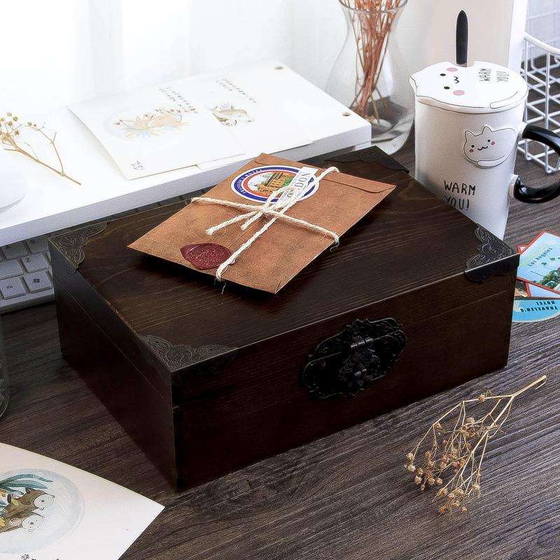 收纳箱复古密码木盒木质储物箱实木箱子收纳盒木箱木小带锁盒子大