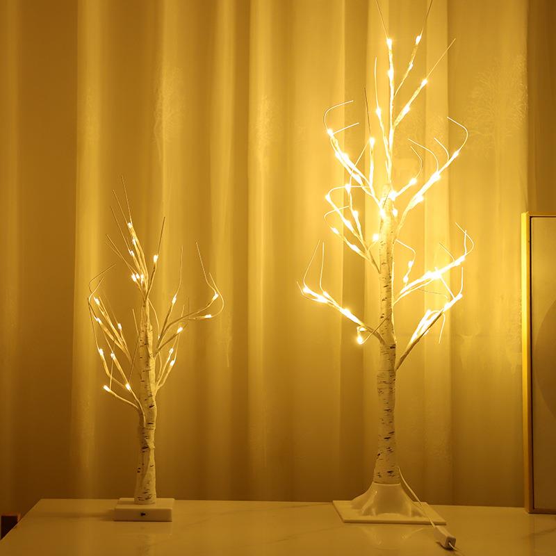亚马逊LED灯白桦树灯 仿真装饰树灯暖光圣诞节日装饰小树灯工艺品
