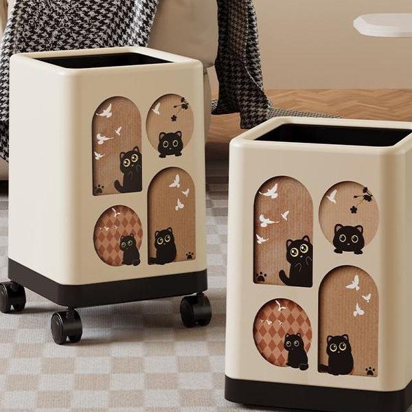 可移动垃圾桶家用客厅厨房卧室高颜值轻奢厕所双层带轮收纳桶