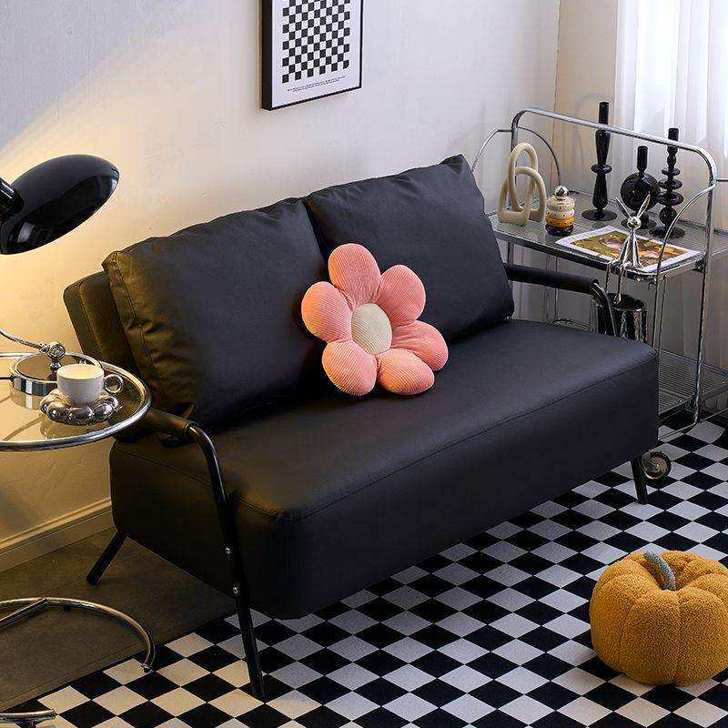 沙发小户型客厅出租房卡座服装店黑色休息区简易铁艺单人双人沙发