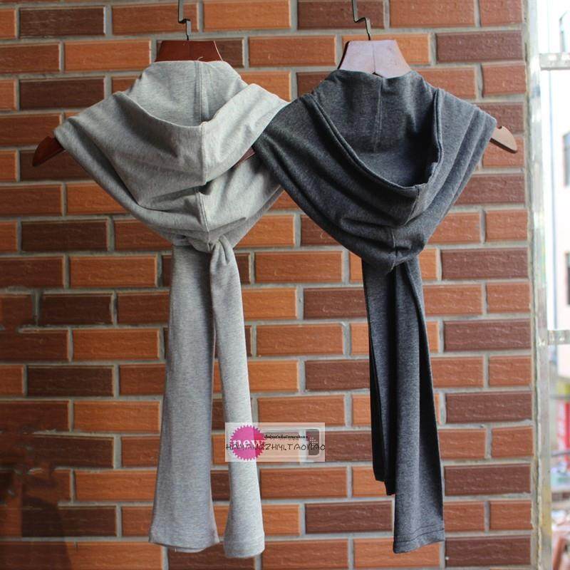 2022春夏棉百搭连帽带帽披肩系带打结围巾绑带小袖子搭肩假领子