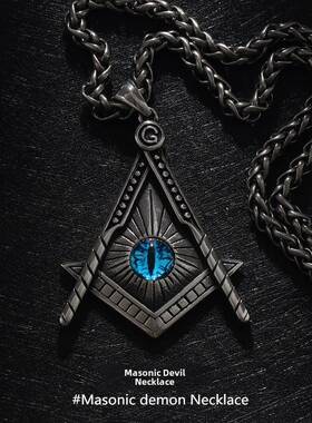 共济会恶魔男子项炼钛钢吊坠覆古高街朋克个性化嘻哈挂炼长毛衣炼