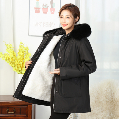 羊毛棉袄女士皮毛一体加厚外套