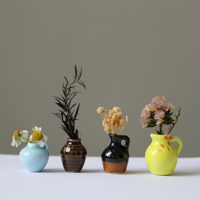 ins风迷你陶瓷小花瓶冰箱贴个性创意微缩指尖花瓶景德镇工厂批发