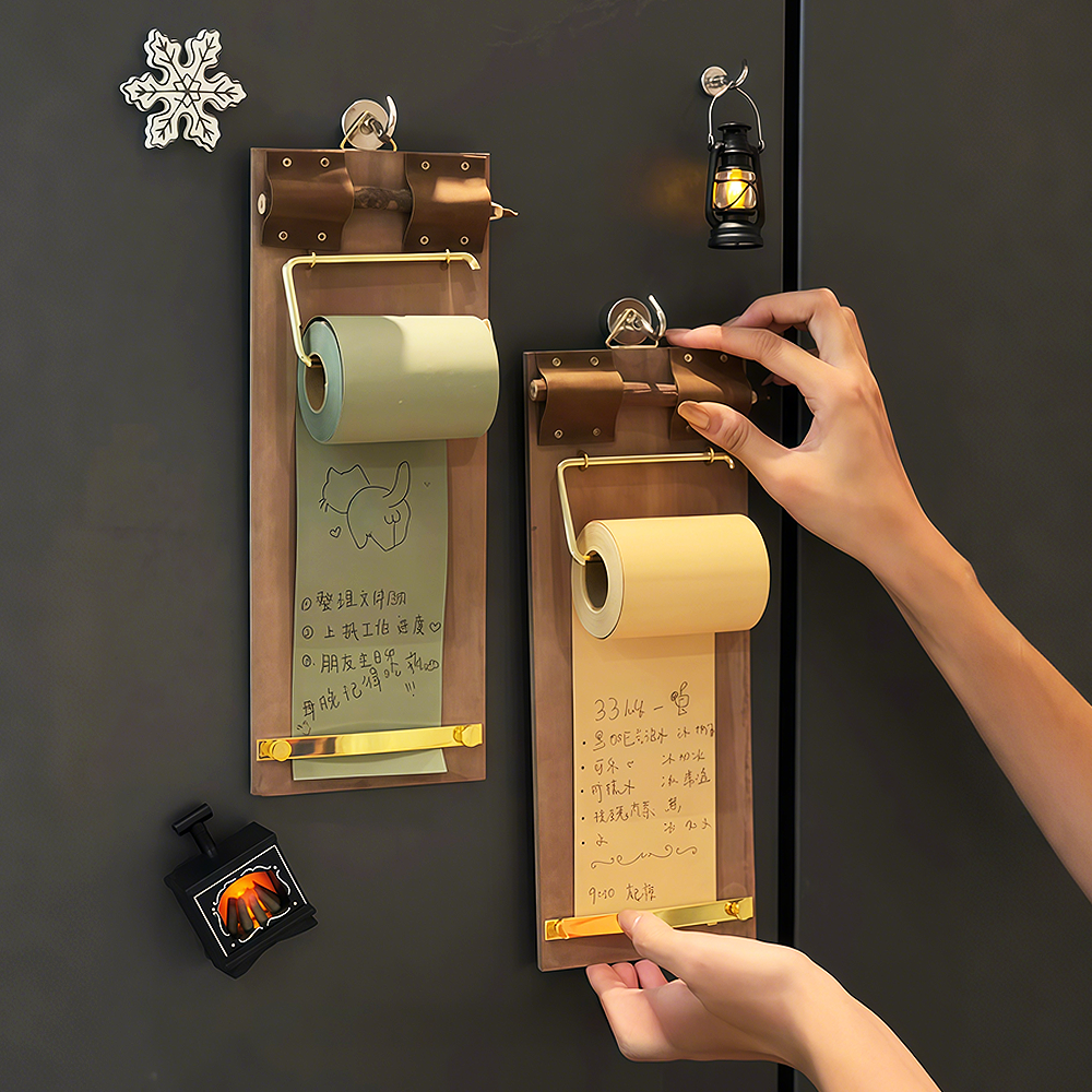 冰箱贴便签夹记事板2025新款复古diy磁吸家用厨房壁挂留言板菜谱