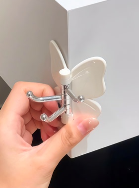 蝴蝶挂钩可旋转墙角转角三连免打孔无痕粘钩卫生间浴室厨房多功能