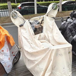 电动车雨衣加厚长款防风雨披女带帽檐单人加大防暴雨四季亲子雨衣