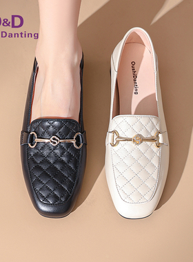 【商场同款】OD牛皮低跟乐福鞋2025春秋新款英伦马衔扣真皮通勤鞋