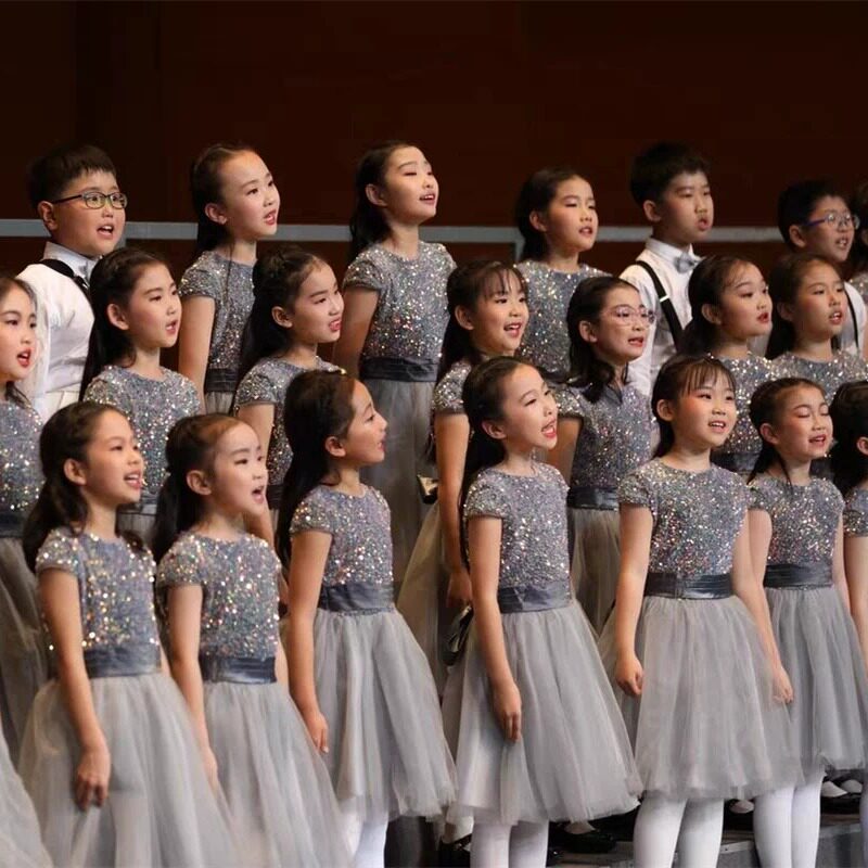 儿童合唱演出服中小学生纱裙钢琴比赛大合唱团礼服诗歌朗诵表演服