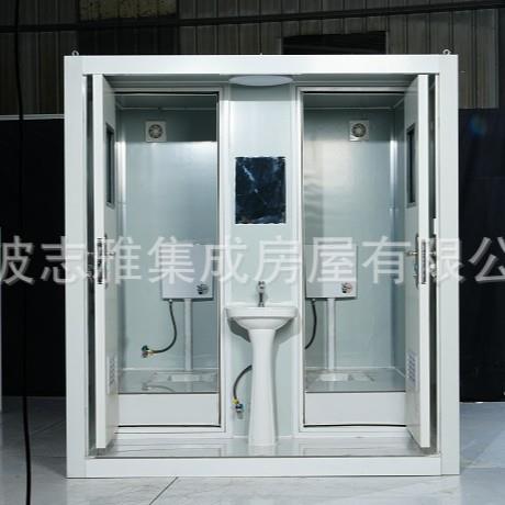 厂家直供简易厕所蓝色可移动蹲坑一体工地2位洗手间厕所移动性强