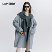 LAMERRY 朗美睿披肩式 双面毛呢保暖冬日战袍v系知识分子风大衣