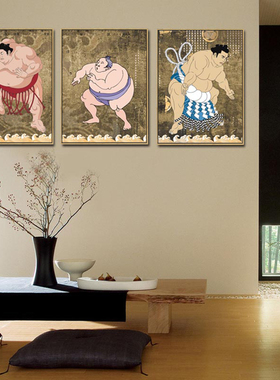 日本相扑日式料理店装饰画火锅店过道玄关挂画酒店有框壁画