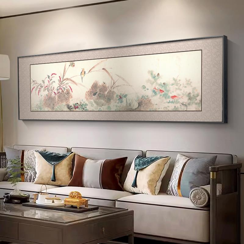 新中式客厅沙发背景墙装饰画大气古典茶室卧室房间挂画花鸟画壁画